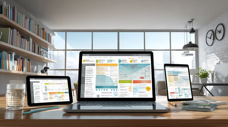 Laptop and tablet showing the online learning workspace